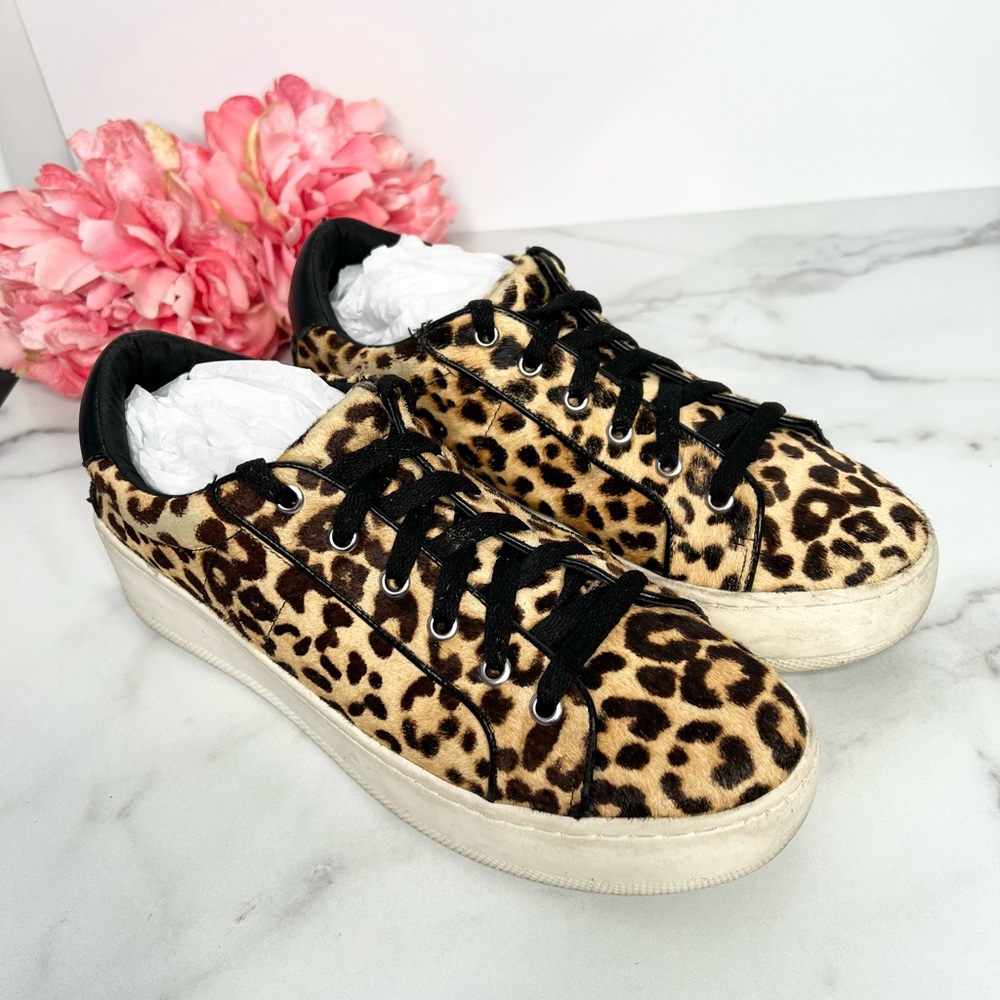 STEVE MADDEN BERTIE COW HAIR PLATFORM SNEAKERS – LEOPARD PRINT